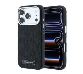 Karl Lagerfeld Karl Lagerfeld iPhone 18 Pro Back-Cover hul - HC Magsafe SW Grained PU HS Mono Resin Logo - Schwarz