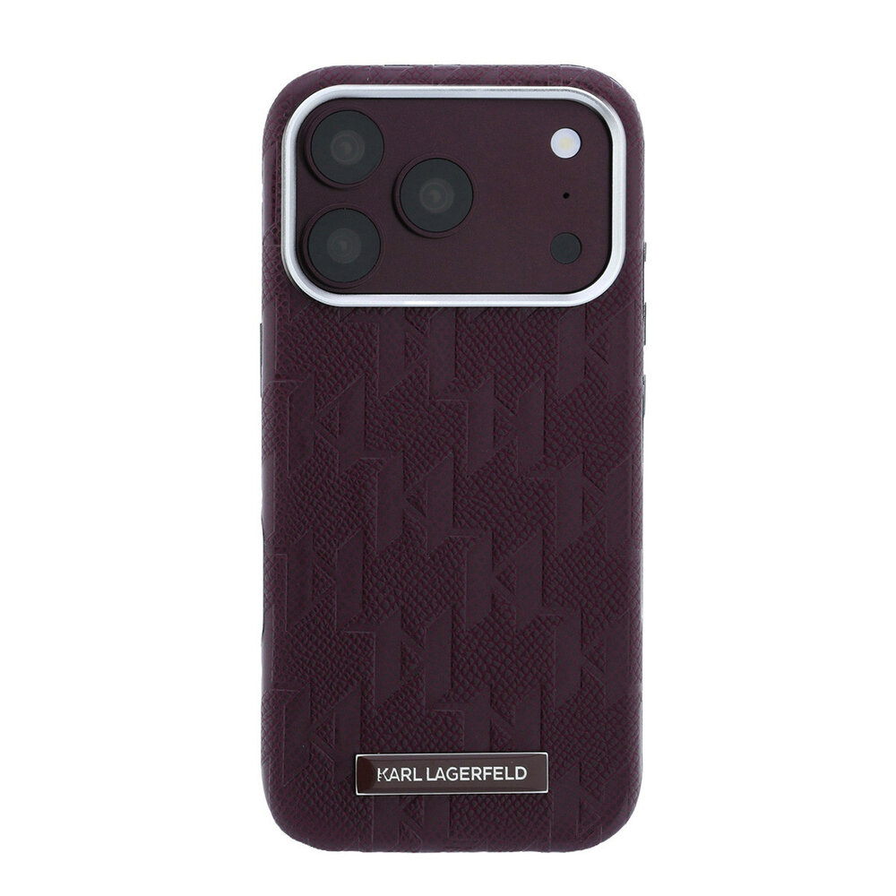 Karl Lagerfeld Karl Lagerfeld iPhone 18 Pro Back-Cover hul - HC Magsafe SW Grained PU HS Mono Resin Logo - Burgundy