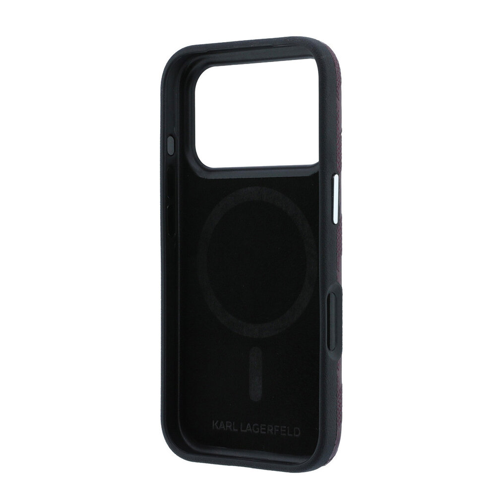Karl Lagerfeld Karl Lagerfeld iPhone 18 Pro Back-Cover hul - HC Magsafe SW Grained PU HS Mono Resin Logo - Burgundy