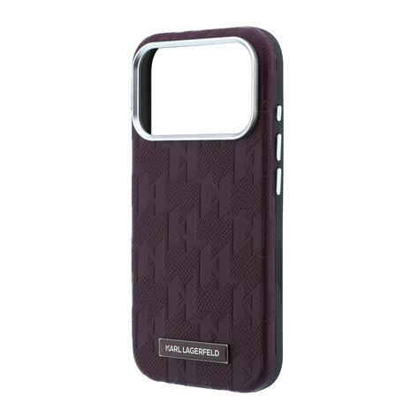 Karl Lagerfeld Karl Lagerfeld iPhone 18 Pro Back-Cover hul - HC Magsafe SW Grained PU HS Mono Resin Logo - Burgundy
