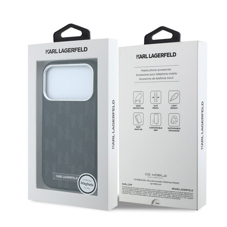 Karl Lagerfeld Karl Lagerfeld iPhone 18 Pro Max Back-Cover hul - HC Magsafe SW Grained PU HS Mono Resin Logo - Schwarz