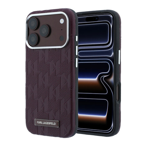 Karl Lagerfeld Karl Lagerfeld iPhone 18 Pro Max Back-Cover hul - HC Magsafe SW Grained PU HS Mono Resin Logo - Burgundy