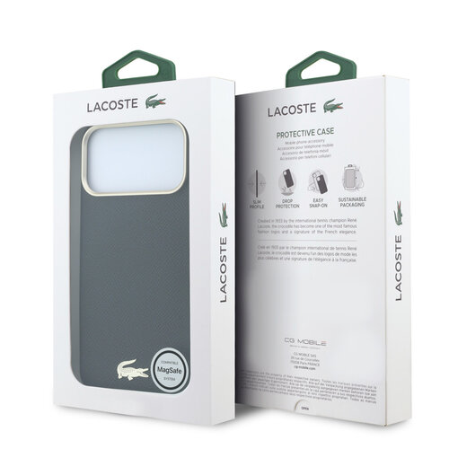 Lacoste Lacoste iPhone 18 Pro/iPhone 17 Pro Hartschalenhülle MagSafe PVC Champs Élysées Prägung - Schwarz