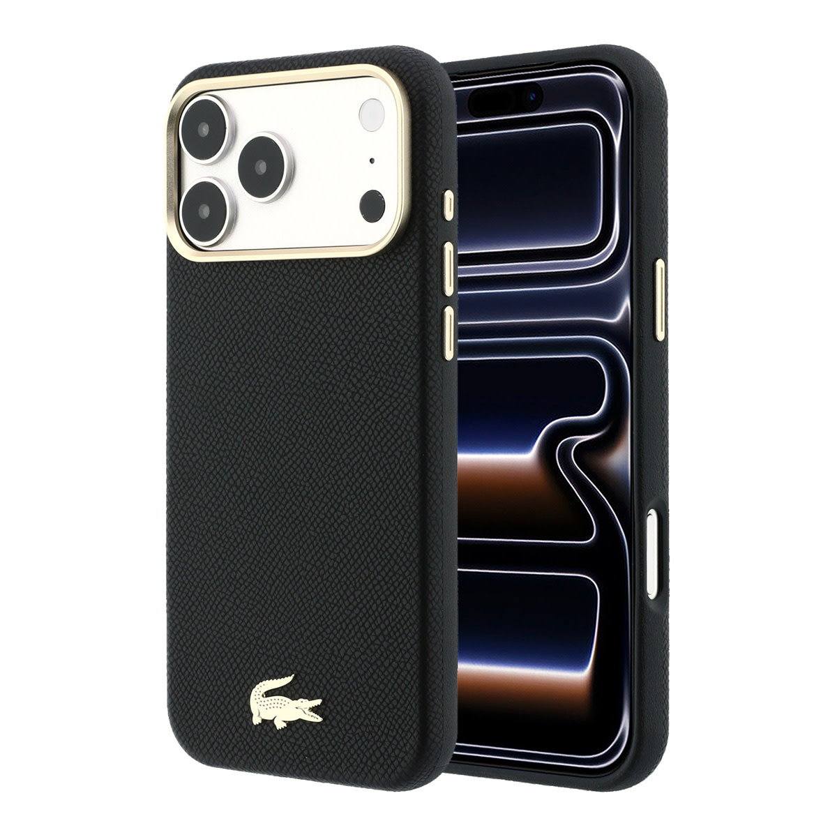 Lacoste Lacoste iPhone 18 Pro Max Backcover hoesje - HC Magsafe PVC Champs Elysees Embossed - Zwart