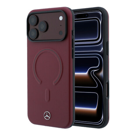 Mercedes-Benz Mercedes-Benz iPhone 18 Pro Max Back-Cover hul - HC Magsafe PU Leather 3D - Burgundy Mercedes-Benz Mercedes-Benz iPhone 18 Pro Max Back-Cover hul - HC Magsafe PU Leather 3D - Burgundy