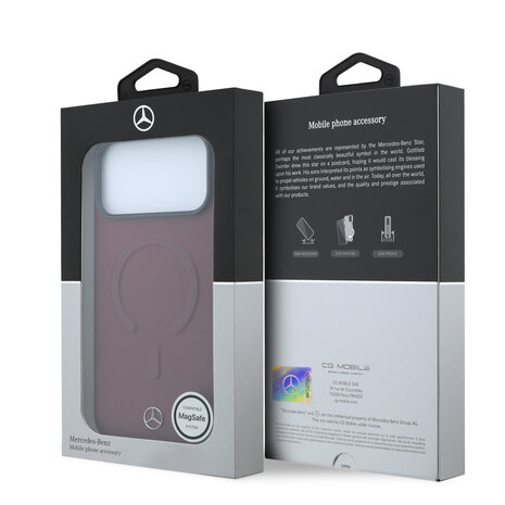 Mercedes-Benz Mercedes-Benz iPhone 18 Pro Max Back-Cover hul - HC Magsafe PU Leather 3D - Burgundy Mercedes-Benz Mercedes-Benz iPhone 18 Pro Max Back-Cover hul - HC Magsafe PU Leather 3D - Burgundy