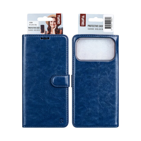 TUNIQ TUNIQ iPhone 18 Pro Max Back cover coque - PU+TPU Booktype Case - Bleu TUNIQ TUNIQ iPhone 18 Pro Max Back cover coque - PU+TPU Booktype Case - Bleu
