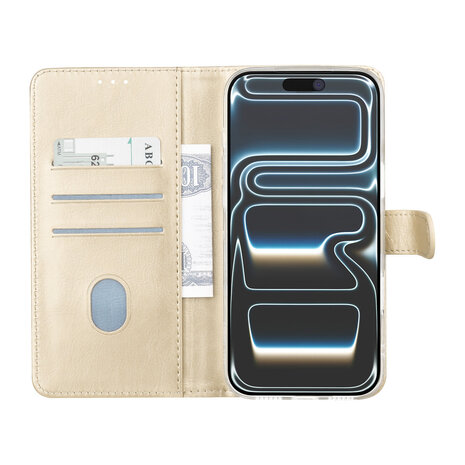 TUNIQ TUNIQ iPhone 18 Pro Max Back cover case - PU+TPU Booktype Case - Gold