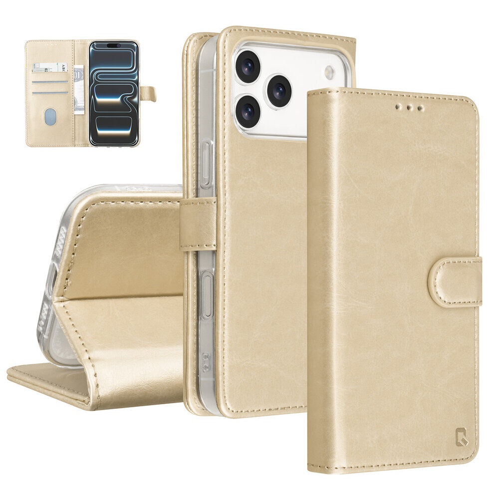 TUNIQ TUNIQ iPhone 18 Pro Max Back cover case - PU+TPU Booktype Case - Gold