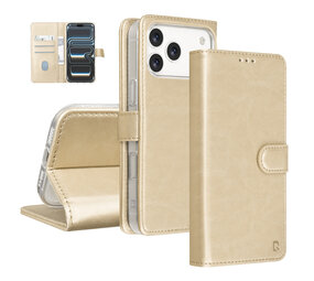 TUNIQ TUNIQ iPhone 18 Pro Max Back cover case - PU+TPU Booktype Case - Gold TUNIQ TUNIQ iPhone 18 Pro Max Back cover case - PU+TPU Booktype Case - Gold