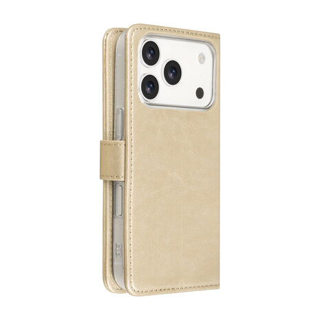 TUNIQ TUNIQ iPhone 18 Pro Back cover case - PU+TPU Booktype Case - Gold