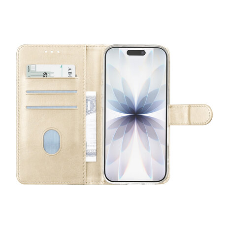 TUNIQ TUNIQ iPhone 18 Pro Back cover case - PU+TPU Booktype Case - Gold