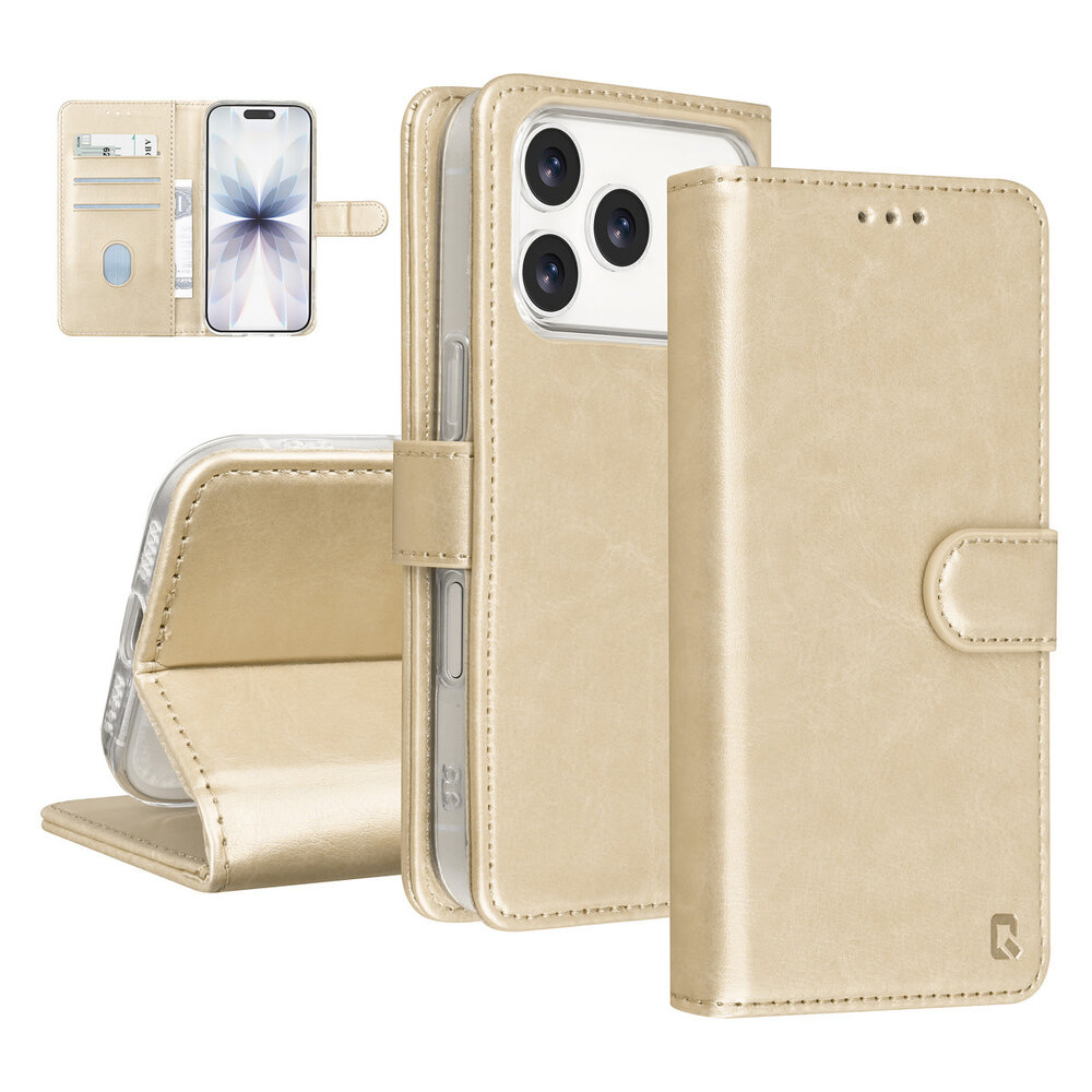 TUNIQ TUNIQ iPhone 18 Pro Back cover case - PU+TPU Booktype Case - Gold