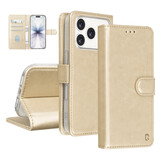 TUNIQ TUNIQ iPhone 18 Pro Back-Cover hul - PU+TPU Booktype Case - Gold TUNIQ TUNIQ iPhone 18 Pro Back-Cover hul - PU+TPU Booktype Case - Gold