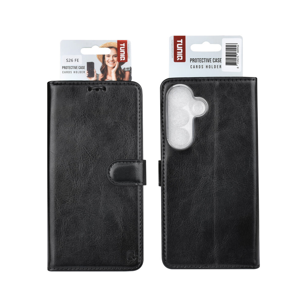 TUNIQ TUNIQ Galaxy S26 FE Back cover case - PU+TPU Booktype Case - Black