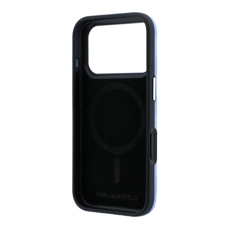 Karl Lagerfeld Karl Lagerfeld iPhone 18 Pro Max Back-Cover hul - HC Magsafe SW Grained PU HS Mono Resin Logo - Hellblau