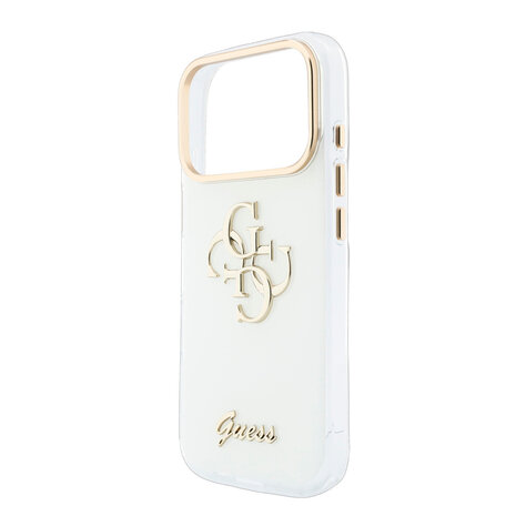 Guess Guess iPhone 18 Pro Max Back-Cover hul - HC IML 4G Script Metal - Weiß Guess Guess iPhone 18 Pro Max Back-Cover hul - HC IML 4G Script Metal - Weiß
