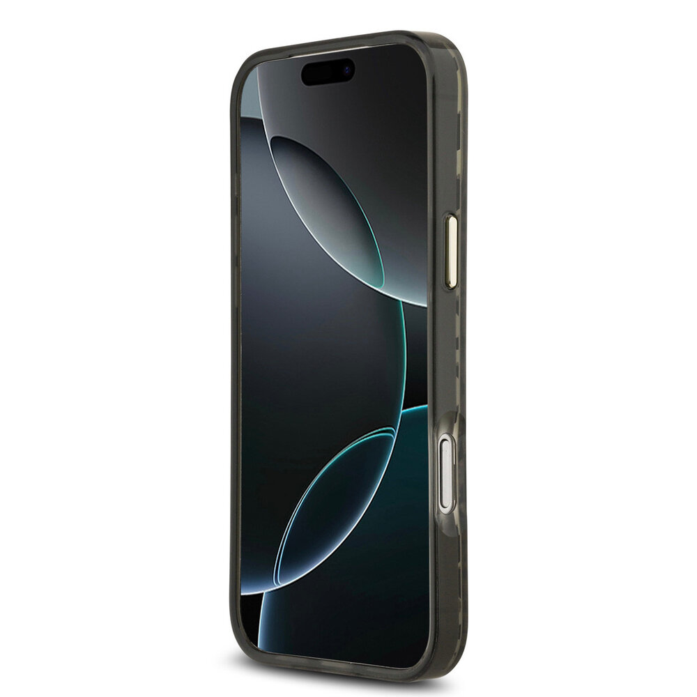Guess Guess iPhone 18 Pro Max Back-Cover hul - HC Magsafe IML Leopard Glitter Triangle Logo - Schwarz