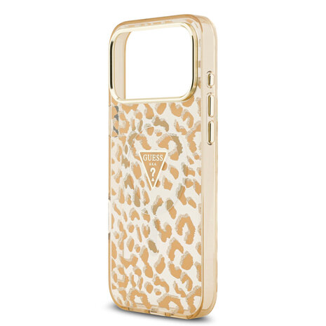 Guess Guess iPhone 18 Pro Max Back-Cover hul - HC Magsafe IML Leopard Glitter Triangle - Braun