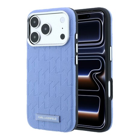 Karl Lagerfeld Karl Lagerfeld iPhone 18 Pro Back cover case - HC Magsafe SW Grained PU HS Mono Resin Logo - Light Blue