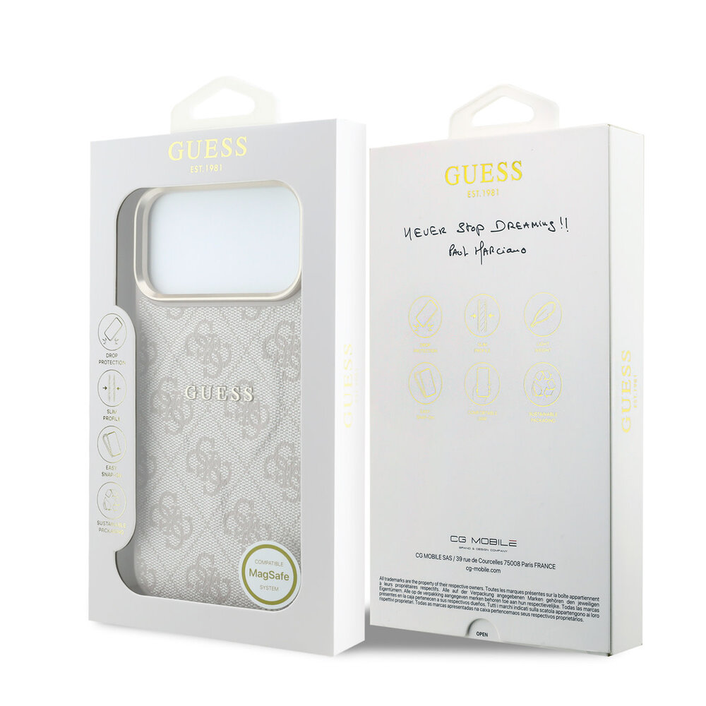 Guess Guess iPhone 18 Pro Back cover coque - HC Magsafe EMBossed 4G PU With Classic - Rose