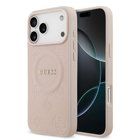 Guess Guess iPhone 17 Pro Back cover coque - HC Magsafe PU With Peony Hot Stamp - Rose Guess Guess iPhone 17 Pro Back cover coque - HC Magsafe PU With Peony Hot Stamp - Rose