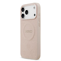 Guess Guess iPhone 17 Pro/iPhone 18 Pro Hartschalenhülle MagSafe PU geprägtes Pfingstrosenmotiv - Rosa
