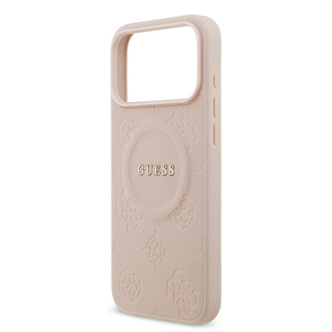 Guess Guess iPhone 17 Pro Backcover hoesje - HC Magsafe PU With Peony Hot Stamp - Roze Guess Guess iPhone 17 Pro Backcover hoesje - HC Magsafe PU With Peony Hot Stamp - Roze