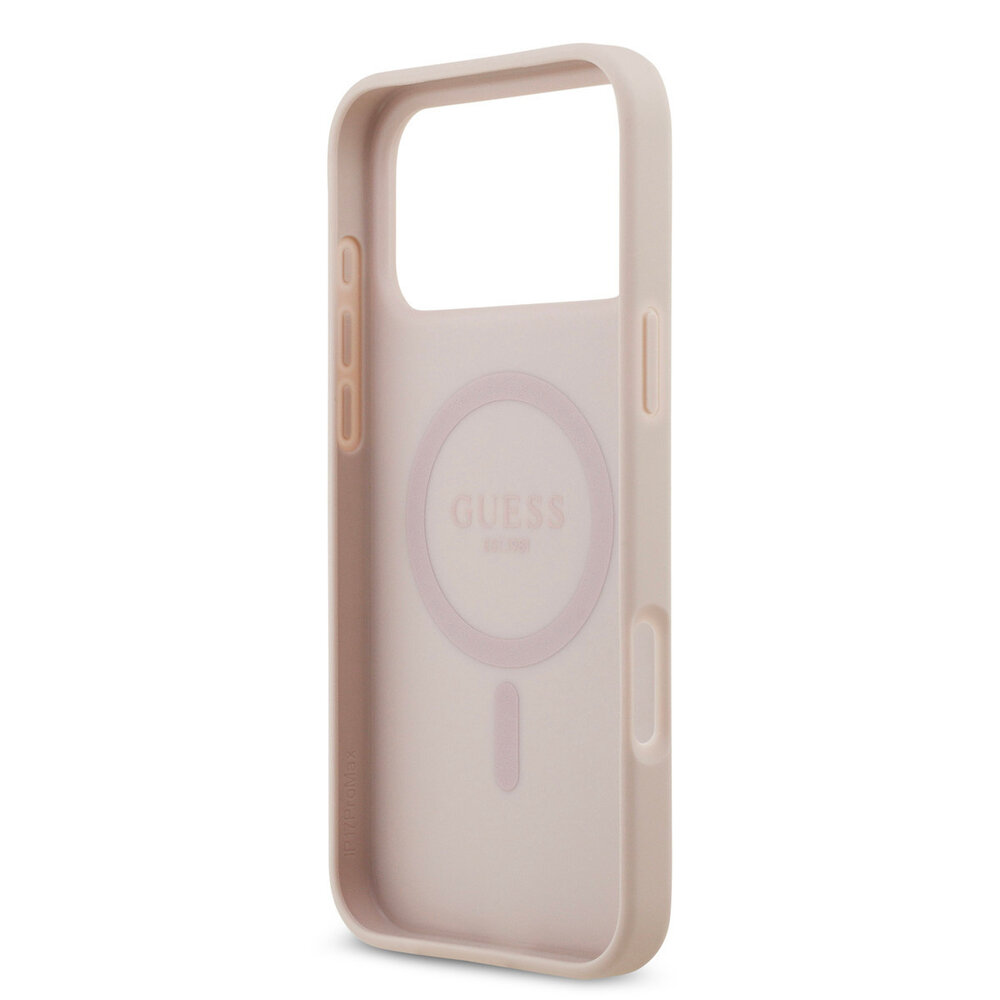 Guess Guess iPhone 17 Pro Back cover case - HC Magsafe PU With Peony Hot Stamp - Pink