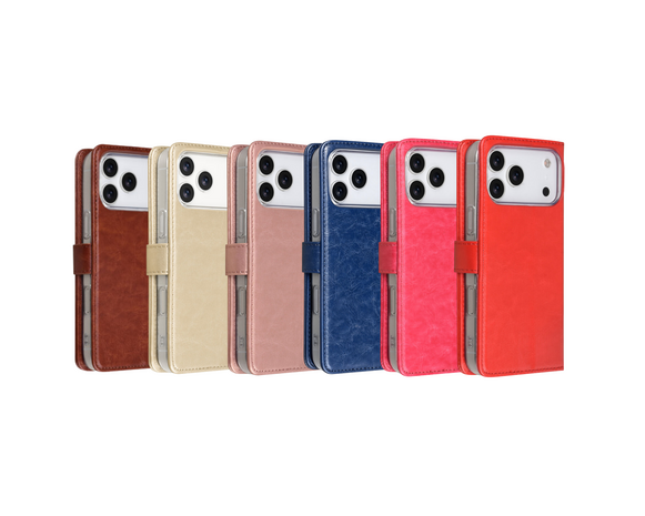 TUNIQ TUNIQ iPhone 18 Pro Back cover case - PU+TPU Booktype Case - Gold