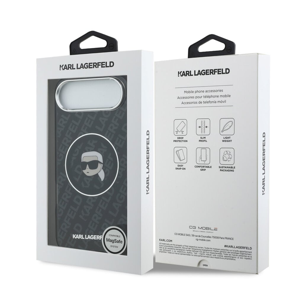 Karl Lagerfeld Karl Lagerfeld iPhone 17 Air Back cover case - MagSafe - IML Karl Head Logo - Black