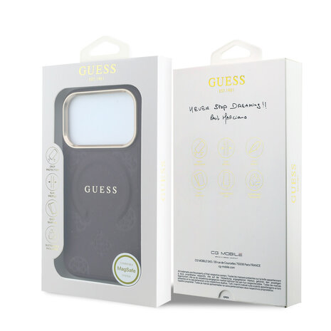 Guess Guess iPhone 18 Pro Max Back cover case - HC Magsafe Saffiano HS Peony & Ring - Burgundy