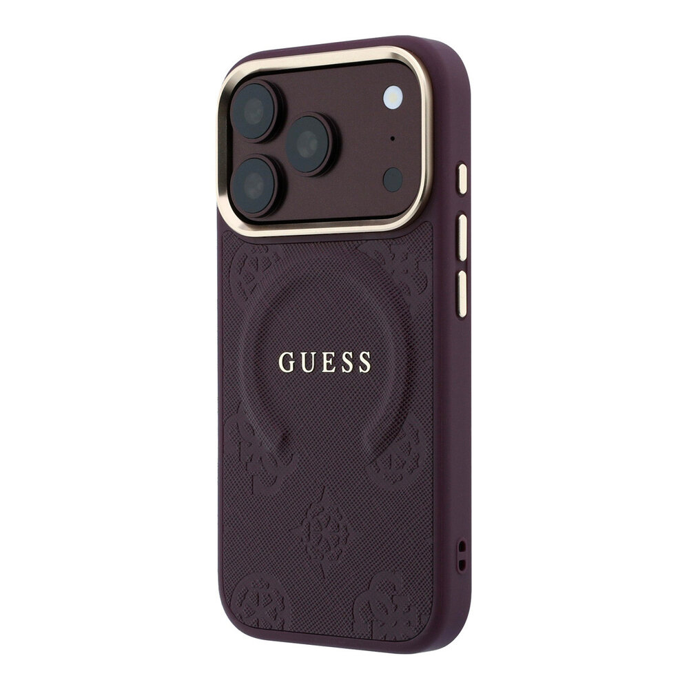 Guess Guess iPhone 18 Pro Max Back cover case - HC Magsafe Saffiano HS Peony & Ring - Burgundy
