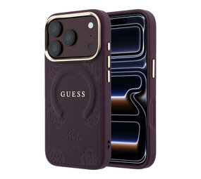 Guess Guess iPhone 18 Pro Max Back cover case - HC Magsafe Saffiano HS Peony & Ring - Burgundy Guess Guess iPhone 18 Pro Max Back cover case - HC Magsafe Saffiano HS Peony & Ring - Burgundy