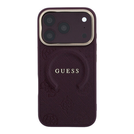 Guess Guess iPhone 18 Pro Max Back cover case - HC Magsafe Saffiano HS Peony & Ring - Burgundy