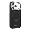 Guess Guess iPhone 18 Pro Max/iPhone 17 Pro Max Hartschalenhülle MagSafe Genarbtes PU 360° Ringständer Klassisches Logo - Schwarz