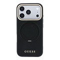 Guess Guess iPhone 18 Pro Max/iPhone 17 Pro Max Hartschalenhülle MagSafe Genarbtes PU 360° Ringständer Klassisches Logo - Schwarz
