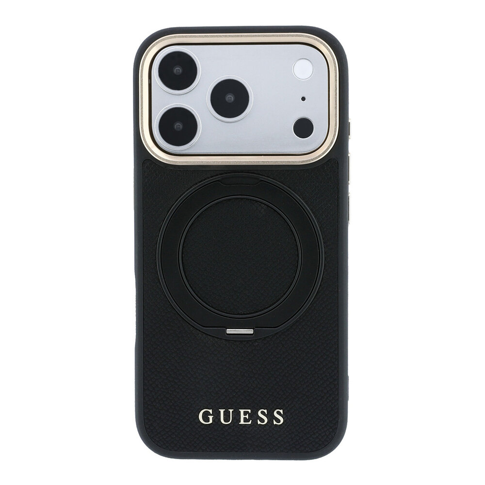 Guess Guess iPhone 18 Pro Max Backcover hoesje - HC Magsafe Ring Stand 360 Grained PU Classic Logo - Zwart Guess Guess iPhone 18 Pro Max Backcover hoesje - HC Magsafe Ring Stand 360 Grained PU Classic Logo - Zwart