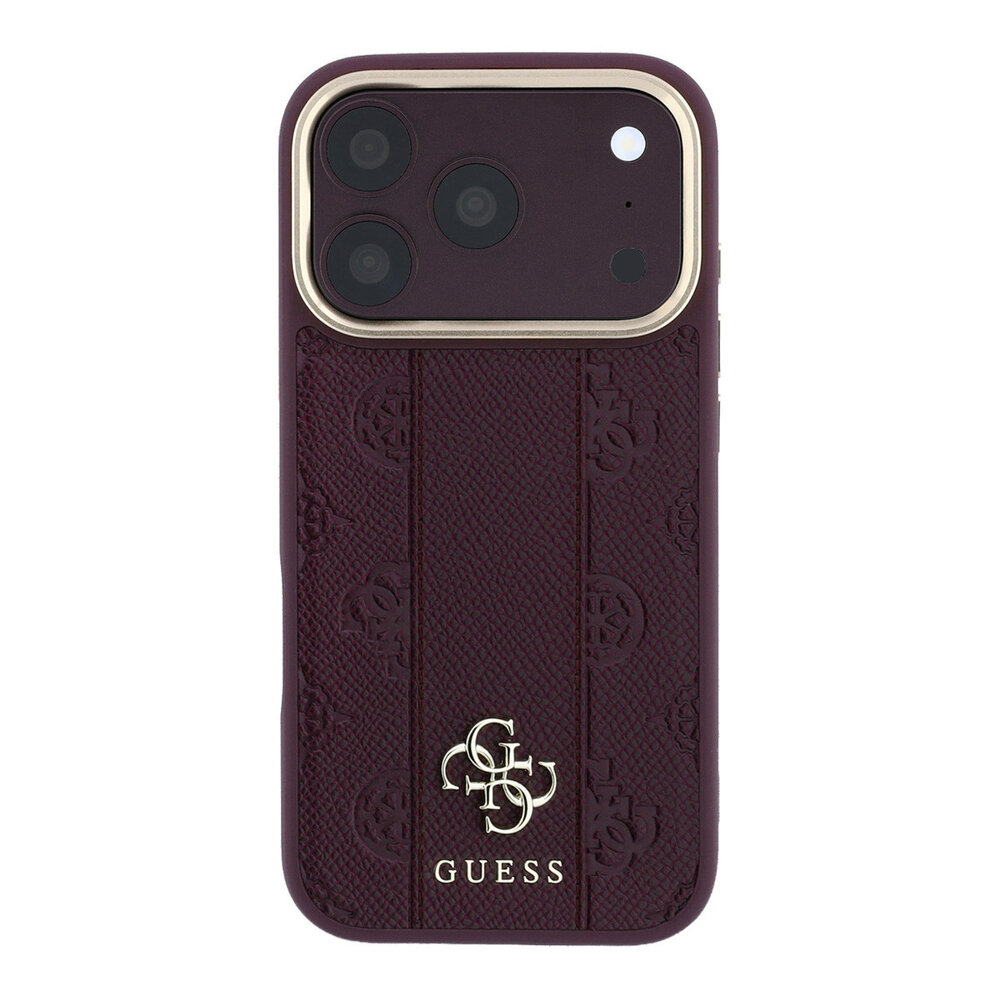 Guess Guess iPhone 18 Pro Back-Cover hul - HC Magsafe PU Stripe HS Peony 4G Logo - Burgundy Guess Guess iPhone 18 Pro Back-Cover hul - HC Magsafe PU Stripe HS Peony 4G Logo - Burgundy