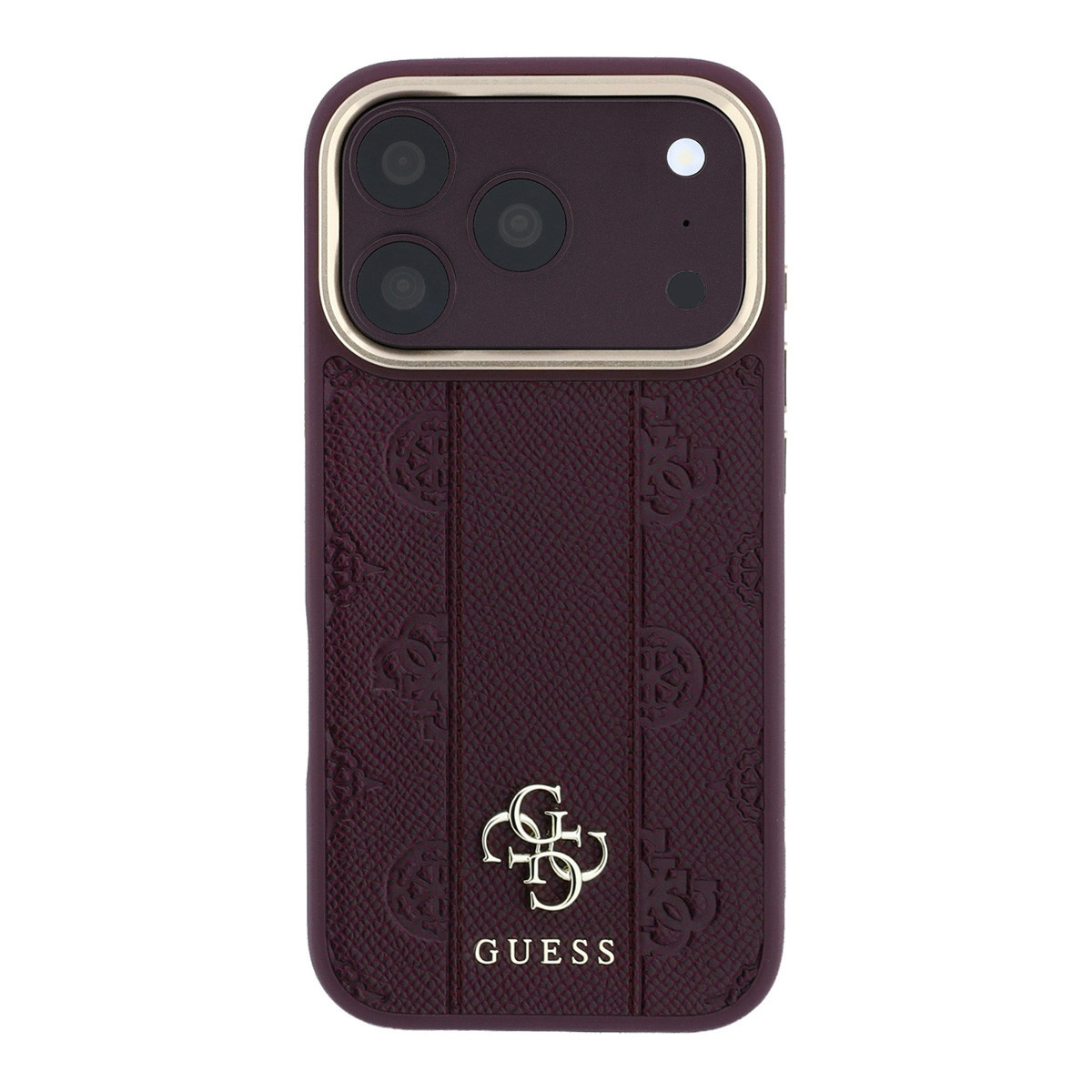 Guess Guess iPhone 18 Pro Backcover hoesje - HC Magsafe PU Stripe HS Peony 4G Logo - Burgundy, foto 3 van 6