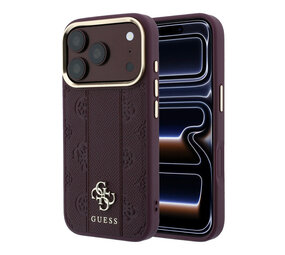 Guess Guess iPhone 18 Pro Back cover case - HC Magsafe PU Stripe HS Peony 4G Logo - Burgundy Guess Guess iPhone 18 Pro Back cover case - HC Magsafe PU Stripe HS Peony 4G Logo - Burgundy