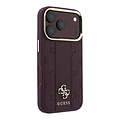 Guess Guess iPhone 18 Pro/iPhone 17 Pro Hartschalenhülle MagSafe PU Streifen HS Pfingstrose 4G-Logo - Bordeaux