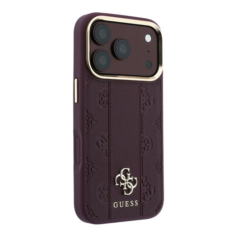 Guess Guess iPhone 18 Pro Back-Cover hul - HC Magsafe PU Stripe HS Peony 4G Logo - Burgundy Guess Guess iPhone 18 Pro Back-Cover hul - HC Magsafe PU Stripe HS Peony 4G Logo - Burgundy