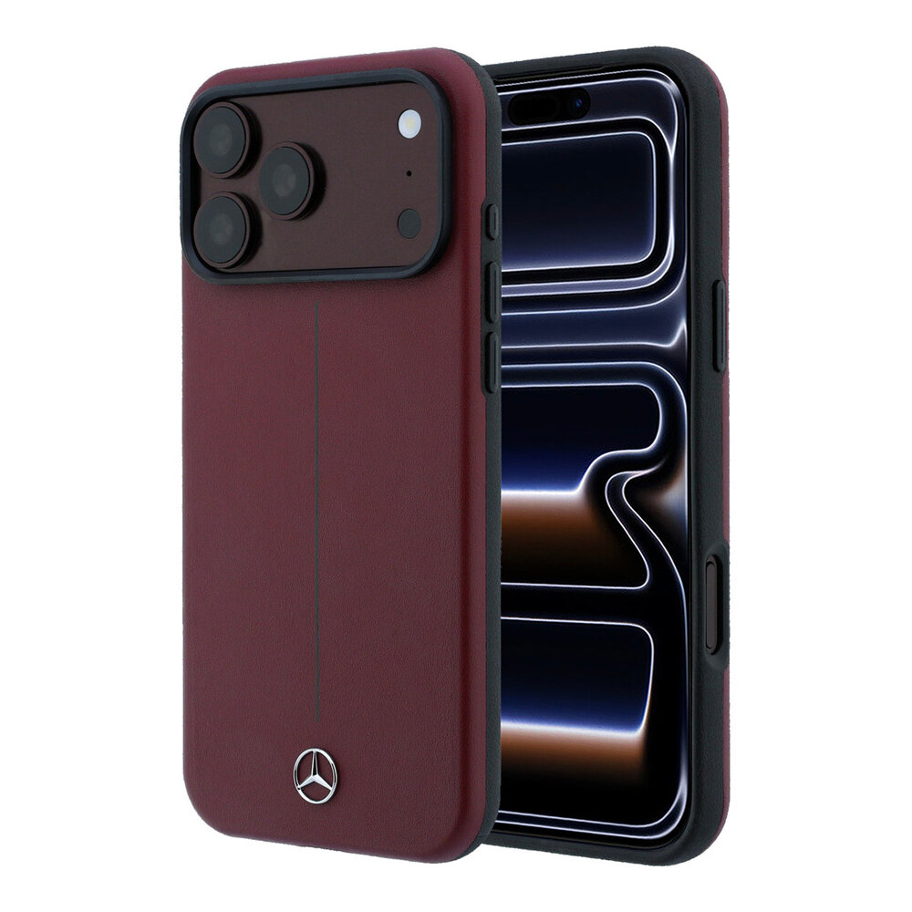 Mercedes-Benz Mercedes-Benz iPhone 18 Pro Max Back-Cover hul - HC Magsafe PU Leather Semi Wrap With Iconic Line - Burgundy Mercedes-Benz Mercedes-Benz iPhone 18 Pro Max Back-Cover hul - HC Magsafe PU Leather Semi Wrap With Iconic Line - Burgundy