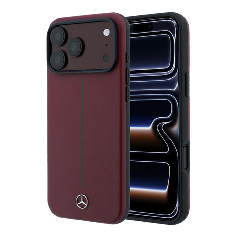 Mercedes-Benz Mercedes-Benz iPhone 18 Pro Max Back-Cover hul - HC Magsafe PU Leather Semi Wrap With Iconic Line - Burgundy Mercedes-Benz Mercedes-Benz iPhone 18 Pro Max Back-Cover hul - HC Magsafe PU Leather Semi Wrap With Iconic Line - Burgundy
