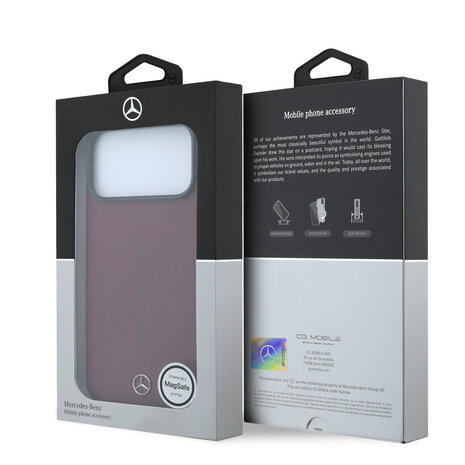 Mercedes-Benz Mercedes-Benz iPhone 18 Pro Max Back-Cover hul - HC Magsafe PU Leather Semi Wrap With Iconic Line - Burgundy Mercedes-Benz Mercedes-Benz iPhone 18 Pro Max Back-Cover hul - HC Magsafe PU Leather Semi Wrap With Iconic Line - Burgundy