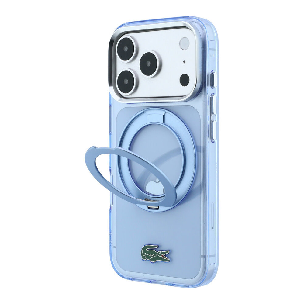 Lacoste Lacoste iPhone 18 Pro Max Backcover hoesje - HC Magsafe IML Glossy Finish With Ring Stand - LichtBlauw