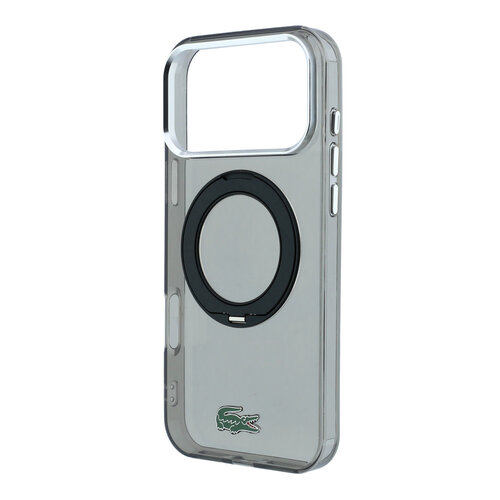 Lacoste Lacoste iPhone 18 Pro Max/iPhone 17 Pro Max Hartschalenhülle MagSafe IML Glänzende Oberfläche Ringständer - Schwarz