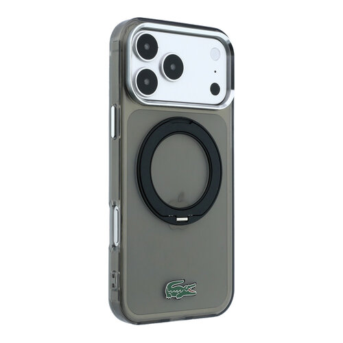 Lacoste Lacoste iPhone 18 Pro Max/iPhone 17 Pro Max Hartschalenhülle MagSafe IML Glänzende Oberfläche Ringständer - Schwarz