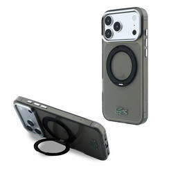 Lacoste iPhone 18 Pro Max/iPhone 17 Pro Max Hartschalenhülle MagSafe IML Glänzende Oberfläche Ringständer - Schwarz